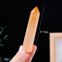 1pc High-Quality Orange Color Selenite Point - Geometric Faceted Crystal For Jewelry Making, DIY Crafts, Home Decor - Ideal For Christmas, Valentine's, Mother'S Day, Graduation Gifts, Jewelry Making Supplies