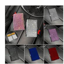 1pc Rhinestone Series (White) Rhinestone Studded Cigarette Case, 20 Capacity Metal Covered Cigarette Box, Portable Rhinestone Flip Top Cigarette Case, Suitable For Office, Party, Birthday, Gifts For Friends, Mothers, Fathers, Lovers, New Year, Accessories, Unique Gifts