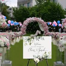 1 Stück elegantes, individuell gestaltetes Hochzeits-Willkommensschild, mit Namen und Datum personalisiert, für Hochzeiten, Jahrestage und besondere Anlässe, Gartenhochzeit Accessoires, Hochzeitsdekoration, Kunstaktivitäten für Kinder