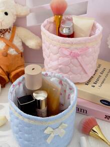 A Blue Round Storage Basket, Quilted Storage Bag, Cute Storage Basket, Home Goodies, Desktop Storage Basket, Sundries Storage Basket, Bag