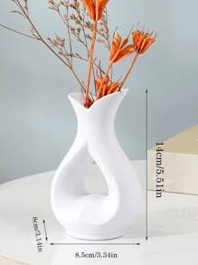1pc White & Black Plastic Vase, Artificial Dried Flower Vase, Unbreakable Small Vase, Floral Arrangement Vase, Simple Decor For Living Room, Dining Table, Wedding, Valentine"S Day
