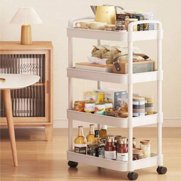 1 pieza Pequeño estante móvil de almacenamiento de bocadillos, estantería móvil de varios niveles para el hogar para baño, dormitorio, sala de estar