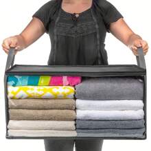 3pcs/1pc/10pcs Non-Woven Fabric Storage Box, Foldable Storage Bag, Dustproof, Safety Zipper Closure, Portable With Side Handle
