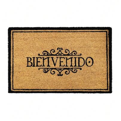 Felpudo de Coco Natural Ecológico Animado con Dibujos y Frases. Felpudo Resistente y Antideslizante, Ideal para Interior y Exterior en Puertas de Hogar, Jardín y Oficina. (Bienvenido)