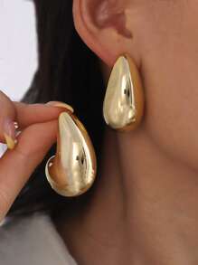2-6 piezas Pendientes de aro grandes en forma de lágrima, joyería exagerada de hip hop, accesorios de pendientes diarios para mujer