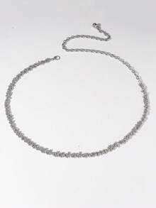 1pc Women's Elegant Thin Waist Chain, Silver, Versatile Summer, School Fall, Autumn, Halloween