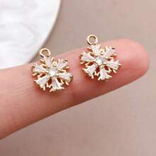 2/4/6pcs 18K Gold Plated Cubic Zirconia Flower Star Moon Charms Cute Angel Brass Charms Pendant For Jewelry Necklace Bracelets Earrings Making DIY Crafts