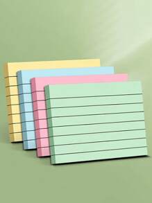 100pcs Multi-Color Line Pattern Sticky Notes, 4 Colors, Portable Student Memo Mark Writing Notebook, Self-Adhesive, Easy To Use Notepad For Office, Home, School,School Supplies,Back To School