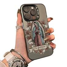 The Virgin Mary Pattern Case For IPhone 16 15 14 Pro Max 13 12 11 XR XS Plus Shockproof Drop Protection Rugged Durable Silicone Cover - 黑色 - 查看 5