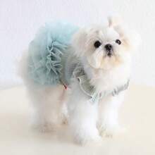 Vestido de princesa con mangas con volantes para perros y gatos pequeños como poodle, bichón frisé, pomerania, maltés, Yorkshire Terrier, etc. Atuendo para fiesta de cumpleaños, primavera/verano