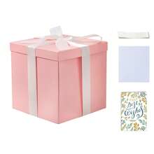 1 Pc Medium Birthday Gift Box With Lids, Ribbon And Tissue Paper, Collapsible Gift Box, 9x9x9 Inches - Multicolor - View 20