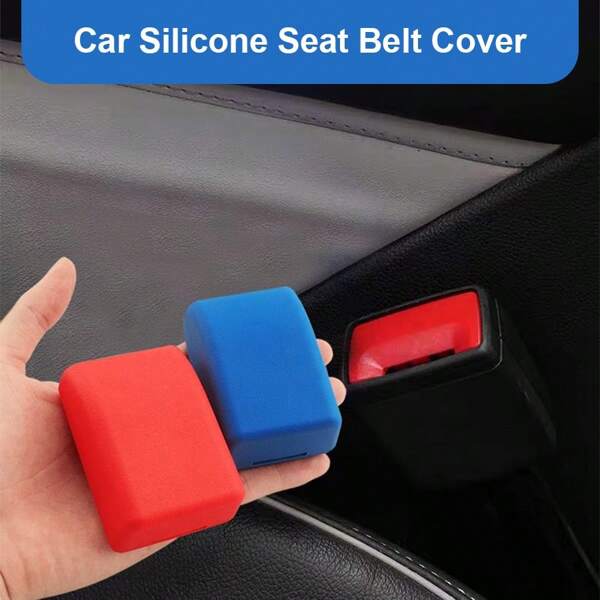 Capa de silicone para fivela de cinto de segurança de carro, encaixe universal, acessório de proteção para trava de cinto de segurança de veículo, material de silicone durável, acessório para interior de veículo