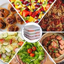 4/6 格可重复使用食物准备容器 - 适用于家庭、学校、工作和旅行的便当盒，分量控制食物和零食容器，成人份量，透明 - 白色 - 查看 11