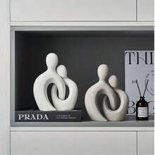 Nordic Abstract Couple Statue Fitting White Black Home Decor, Living Room, Office, For Home - 絨面革 - 查看 4