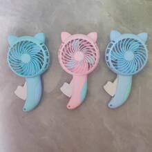 1pc Big Size Cartoon Cat Handheld Fan, Cute Cat Shape Battery Operated Air Cooler For Summer