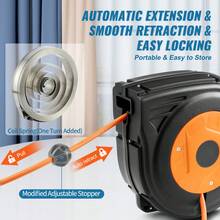 Retractable Extension Cord Reel, 30 FT, Heavy Duty 16AWG/3C SJTOW Power Cord, With Lighted Triple Tap Outlet 10 Amp Circuit Breaker, For Ceiling Or Wall Mount Garage And Shop, ETL Listed - US A Type Plug(110-127V) - View 5