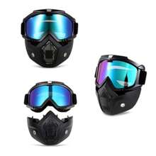 1Pc Motorcycle Goggles Riding Goggles Moto Glasses Motorbike Removable Face Mask Motocross Fog-Proof Goggles Mouth Filter Adjustable Non-Slip Motorcycle Accessories Summer Rider Gifts