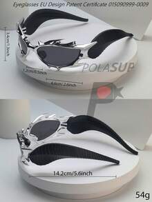 1 Set Edgy Dragon Shaped Personalized Cycling Gear, Metal Electroplated Dragon Totem 3D Printed Spiked Rivet Original Designer Stereoscopic Styling, Suitable For Boys Cycling Sports Outdoor, Y2K Styled (Patented Design, Assorted Styles), Includes Glasses Case, Glasses Strap, Glasses Cloth - Multicolor - View 11