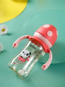 1pc Baby Bottle, PPSU Wide Mouth Mushroom Cap Bottle With Natural Nipple And Handle, 260ML/8.8oz