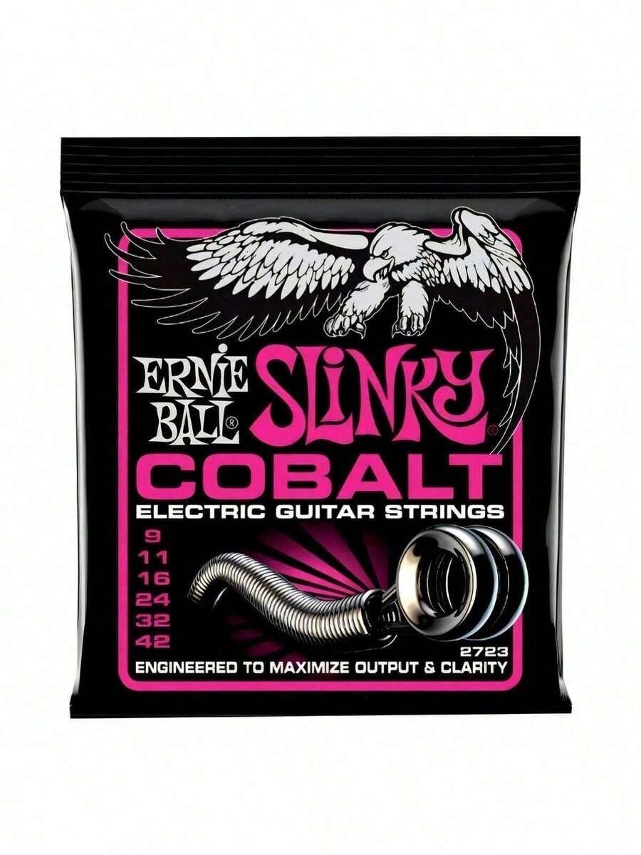 Cuerdas para guitarra eléctrica Ernie Ball 2723 de aleación de cobalto, tensión ultraligera 9-42, sensación de ejecución rápida, especial para metal y rock. - Multicolor - Ver 1