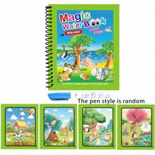 Libro mágico de agua con bolígrafo para niños - Cuaderno de acuarela reutilizable para el aprendizaje temprano y la diversión creativa, con ilustraciones coloridas, ideal para niños y preescolares, juguetes de agua