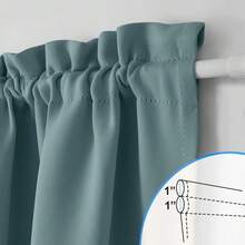 Local Warehouse- Door Curtain Panel, Grey French Door Curtains Blackout Thermal Insulated Curtain Sidelight Privacy For Window/Living Room/Doorways/Classroom (25W By 72L Inches, 1 Panel) - Greyish Blue - 查看 11