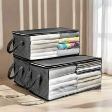 3pcs/1pc/10pcs Non-Woven Fabric Storage Box, Foldable Storage Bag, Dustproof, Safety Zipper Closure, Portable With Side Handle