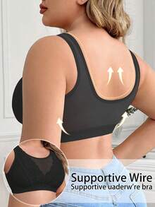 Plus Size Daily Comfortable Wireless Bra, Minimalist & Casual For Everyday Wear