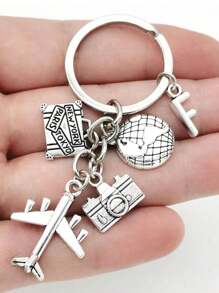 26 Letters Unisex Airplane Alloy Keychain, Street Fashion Airplane, Globe, Camera Metal Keychain Accessories, Best Friend Travel Accessories Pendant Gifts, Fashion Keychains, Car Keychains, Interesting Keychains, Men's Accessories, Women's Accessories, Ideal Holiday Gifts For Travel Enthusiasts, Suitable For Daily Wear, Mobile Phones, Backpacks, Fashion Pendant Accessories, Holiday Gifts, Birthday Gifts, Father's Day Gifts School Cartoon