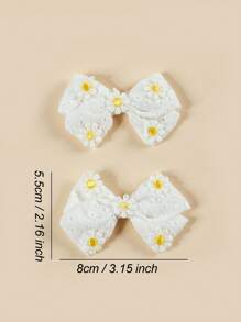 2 Stücke weiße Gänseblümchen Schleifen Baby Haarklammern, süße Accessoires für tägliche Frisuren von Neugeborenen und Kleinkindern