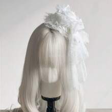 1 Stück schwarzer Spitzen-Schleier mit Schleife Dekor Minihut, Lolita-Stil Kopfschmuck; 1 Stück Gothic-Stil Halloween Hut; 1 Stück Kopfband mit Blumennetz; 1 Stück Party Verkleidungshut Kopfschmuck