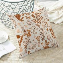 2 UNIDADES Funda de cojín de flores silvestres de color naranja oscuro de otoño, funda de cojín decorativo con flores de temporada, funda de cojín cuadrada decorativa para exteriores, adecuada para decorar cojines, sofás, salas de estar, dormitorios, balcones al aire libre, patios, impresión lateral, sin relleno de cojín (40cm*40cm, 45cm*45cm, 50cm*50cm)