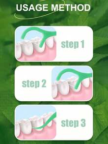 50pcs Dental Floss Sticks, Portable Disposable Dental Floss For Daily Use - Green - View 2