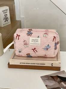 1pc Pink Doll Shaped Makeup Bag, Large Capacity Travel Cosmetic Bag, Toiletry Bag, Multifunctional Travel Makeup Bag With Zipper Pouch, Pencil Case, Ideal For Girls, Holiday Essentials Make Up Bag - Pink - View 10