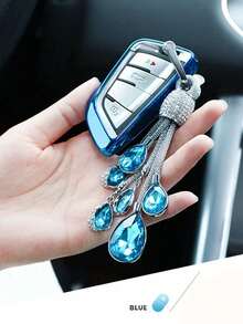 1 pièce Porte-clés de voiture à effet cristal réfléchissant, décoration de sac, accessoire de clé de voiture, porte-clés scintillant (avec outil d'installation de clé), décoration de sac à dos - Multicolore - Voir 6