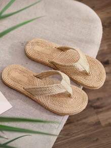 Sandalias de punto plano para mujer, verano 2025, calzado casual de tiras versátil para uso en exteriores y playa