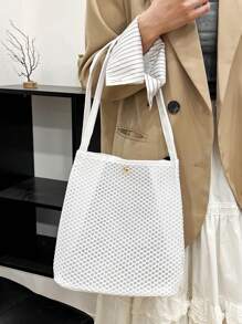 Summer Beach Bag, Hollow Mesh Beach Tote, Holiday Storage Bag, Net Shoulder Bag, Ladies Handbag