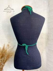 Cropped Crochet Summer 2024 Top Knitted Halter Beach Fashion Carnival Neon - Lá cờ xanh - Xem 8