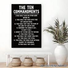 1pc Framed Canvas Poster, Inspirational 10 Commandments Wall Art, Bible Verses Wall Decor, Christian Wall Decor, Bible Verse Scripture Wall Art Canvas Paintings, Ideal Gift For Bedroom Living Room Corridor, Wall Art, Room Decoration, 2D Flat - Multicolor - View 4