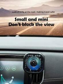 1pc Car USB Powered Strong Air Vent Fan, 3 Wind Speed Adjustable, Long Press To Turn On 7-Color Lights, Low Power Consumption Portable Mini Fan, Car Decor Atmosphere Lamp, Small Gift - Multicolor - View 5