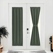 Local Warehouse- Door Curtain Panel, Grey French Door Curtains Blackout Thermal Insulated Curtain Sidelight Privacy For Window/Living Room/Doorways/Classroom (25W By 72L Inches, 1 Panel) - 暗野鴨 - 查看 11
