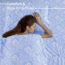 Lux Decor 6-Piece Paisley Bed Sheet Set, High-GSM Brushed Microfiber, 16-Inch Deep Pockets, Includes Sheets & Pillowcases, Soft, Hypoallergenic, Easy Care, Hotel-Quality Bedding, Twin, Full, Queen & King Sizes - 藍白色 - 查看 6