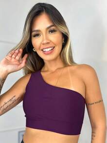 Women's Gym Tank Top One Shoulder Suplex - Màu tím - Xem 1