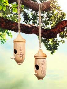 Hummingbird House Wooden Outdoor Birdhouse Hanging Hummingbird Birdhouse With Rope For Outdoor Gardening Gifts-Hummingbird House