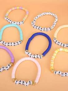 Set de 8 pulseras de amistad de arcilla polimérica morada con diseño musical, pulseras de apoyo al álbum para mujeres