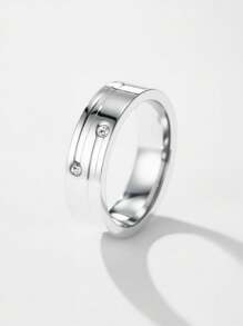 Anel unissex clássico, moderno e minimalista com strass, adequado para ocasiões formais, deslocamento diário, uso ao ar livre