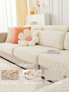 1pc Elastic Sofa Cover Non-Slip Full Wrap Sofa Seat Cushion Cover, 4 Seasons Universal Fabric Sofa Slipcover, Thick Sofa Blanket, Machine Washable, Pet-Friendly, Home Decor, Adjustable For Corner Sofa, Bedroom, Office, Living Room, L-Shape Sofa 1/2/3/4 Seater - Beige - View 2