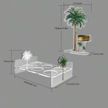 Set da tè in acrilico, trasparente e durevole, con stampa di palme, adatto per cucina, tea house, hotel, tea room, soggiorno, include portabicchieri e set bruciatore di incenso, può essere utilizzato anche per feste e intrattenimento domestici