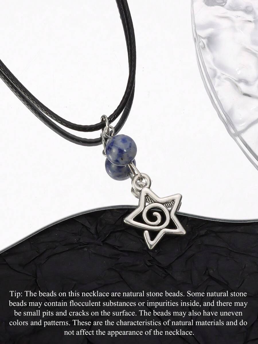 1 chiếc vòng cổ mặt dây chuyền hình ngôi sao xoáy bạc phong cách Y2K, quà tặng trang sức thẩm mỹ cho phụ nữ