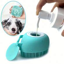 1 Peça Escova de Banho Para Animais de Estimação, Escova de Massagem Para Gatos/Cachorros, Luvas de Banho Para Cachorro, Luvas de Massagem, Escova de Limpeza, Escova de Xampu Para Animais de Estimação, Escova de Borracha Para Massagem e Banho com Alça Redonda Ajustável, Ferramenta de Higiene Para Cães e Gatos